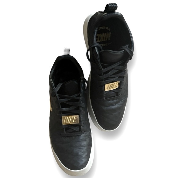 NIKE TIEMPO PREMIER 17 Black White Gold SWOOSH & EMBLEM Sneakers Men’s Size 9.5 - Picture 11 of 12